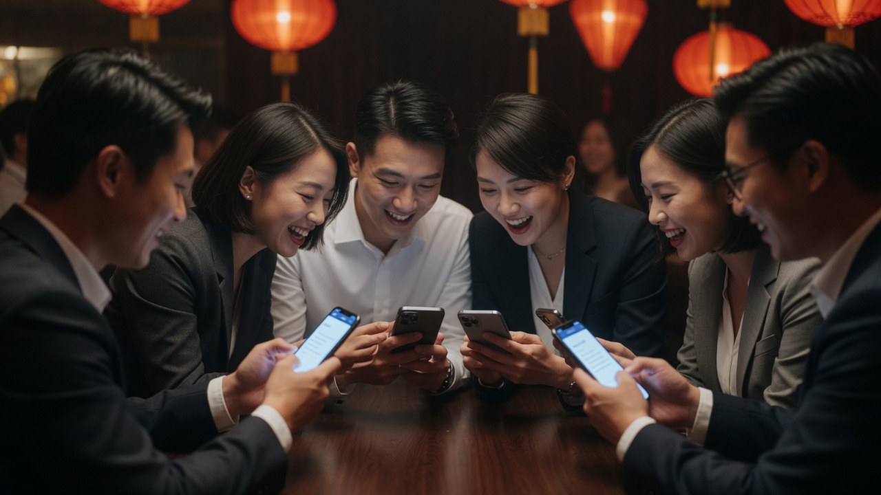 玩家圍坐用手機搶答的活動畫面